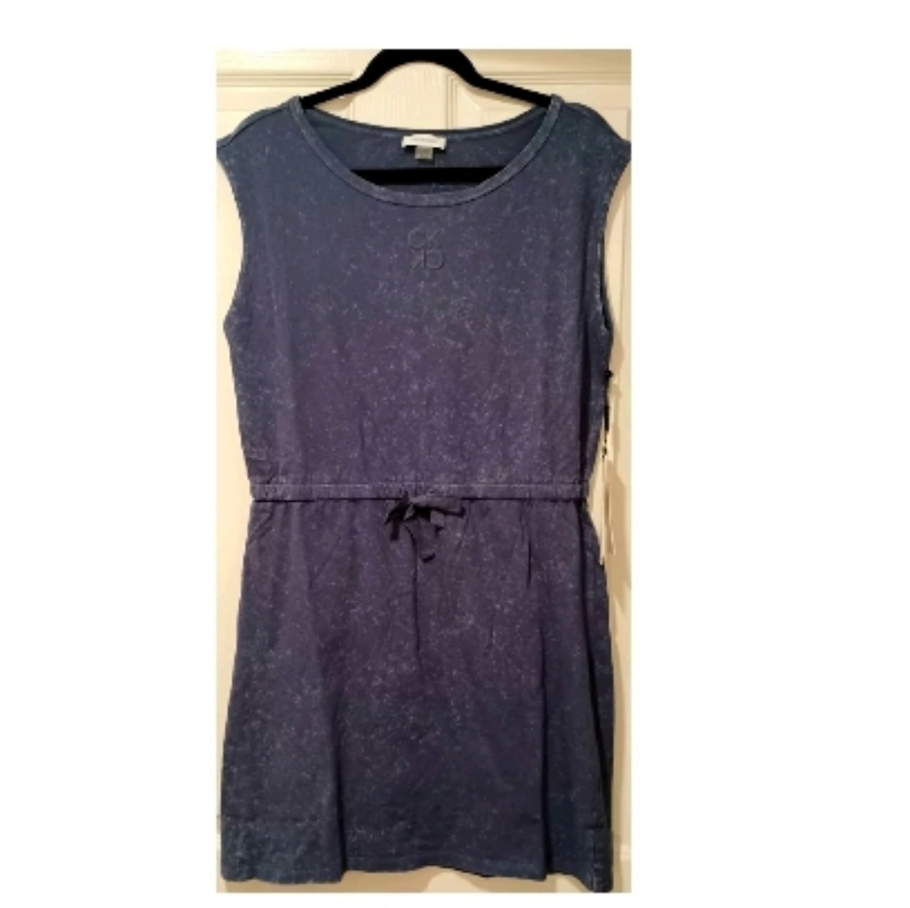 CK CALVIN KLEIN LOGO BLUE DRAWSTRING WAIST 100% CO